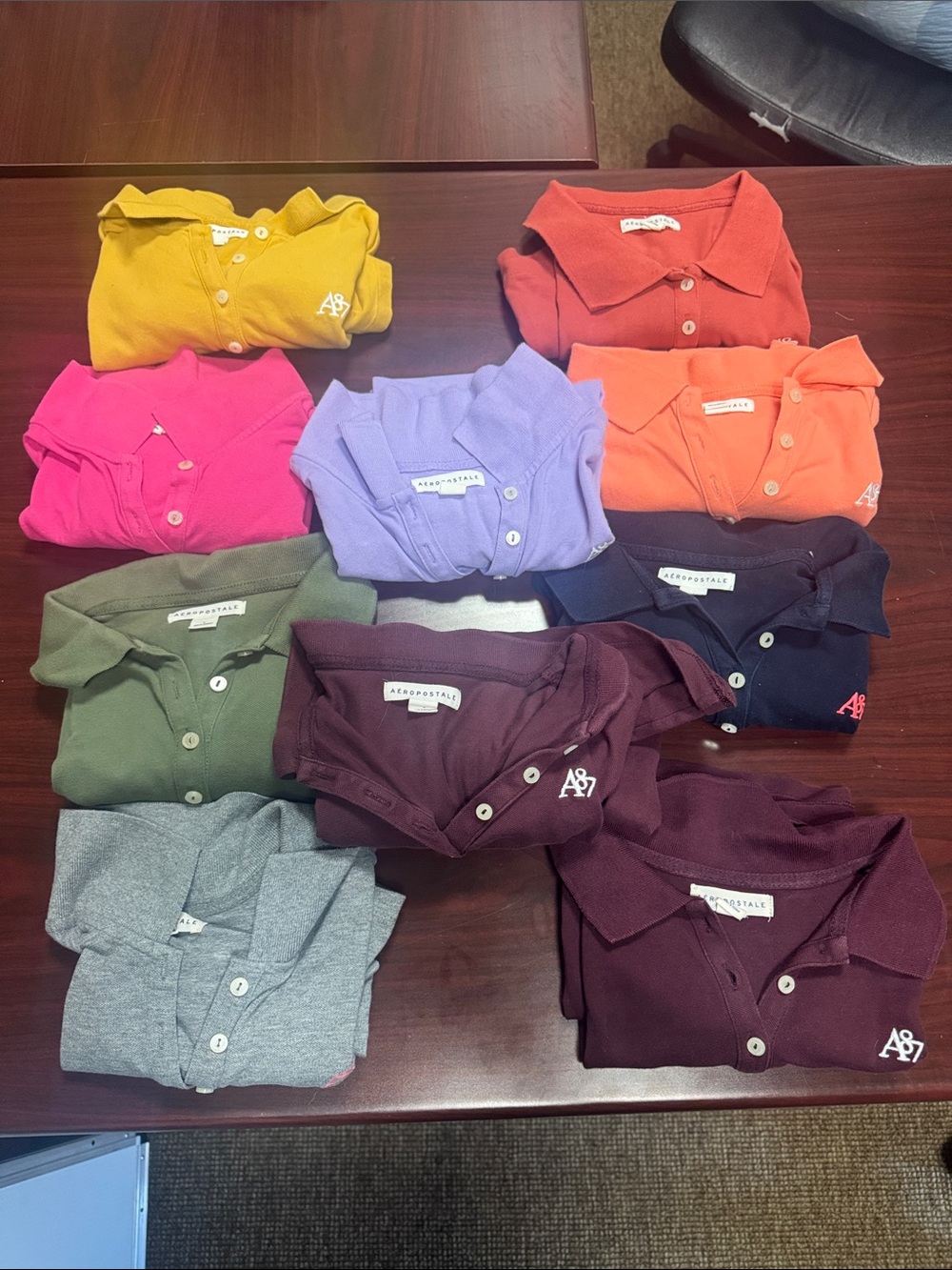 12 Aeropostale women’s polo uniform Shirt - Multiple Colors (Purple shown)
